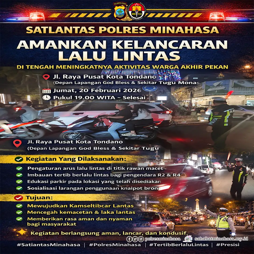 Satlantas Polres Minahasa Amankan Kelancaran Lalu Lintas di Tengah Meningkatnya Aktivitas Warga Akhir Pekan
